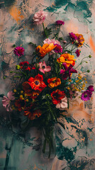 Seen from an overhead view colorful flower.