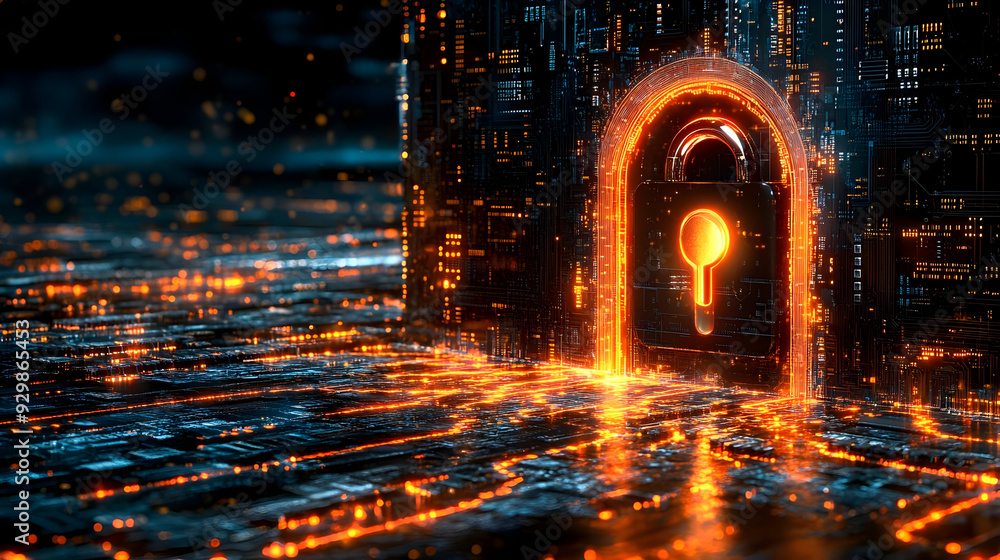 Aufkleber digital lock symbolizing cybersecurity and data protection.