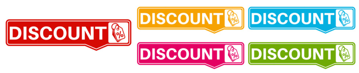 set trendy colorful discount labels icon. cut price symbol sign template sticker design vector illustration