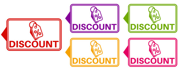 set trendy colorful discount labels icon. cut price symbol sign template sticker design vector illustration