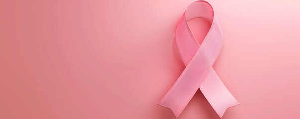 Pink Ribbon Awareness Symbol on Pink Background