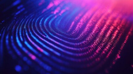 Abstract Fingerprint Pattern with Neon Lights