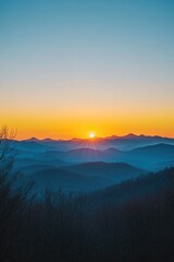 Sunset over mountain range