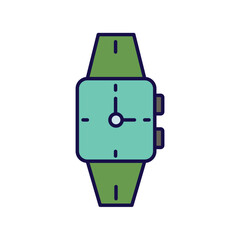 wrist watch color line icon with white background vector stock illustration