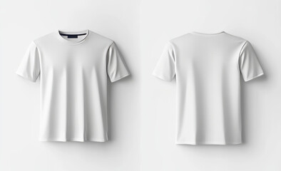 White t-shirt template, front and back, isolated on a white background