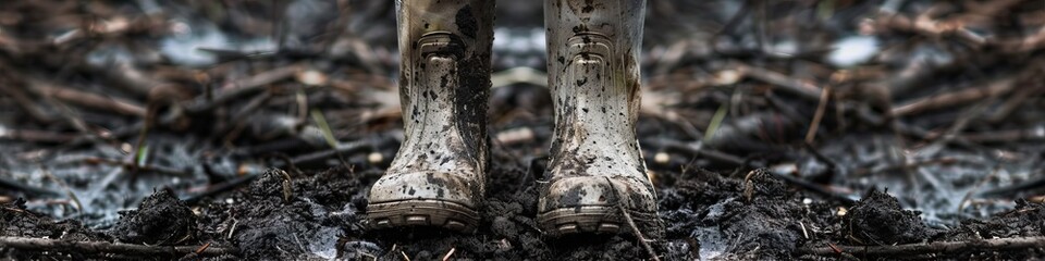rubber boots in the mud.