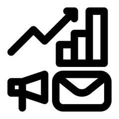 email marketing, analytics, report, analysis, data visualization, performance, growth outline icon
