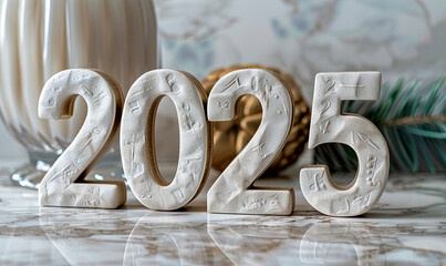 Cardboard number 2025, New Year concept
