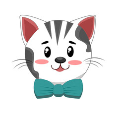 Vector cute cat cartoon with white background perfect to sticker, clipart
