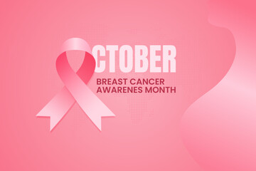 Breast Cancer Day October 19th awareness month. With ribbon and woman silhouette illustration pink rose color tone