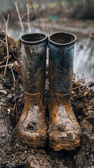 rubber boots in the mud.