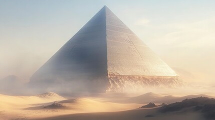 Majestic Pyramid Rising in the Heart of the Barren Desert. On a White or Clear Surface 