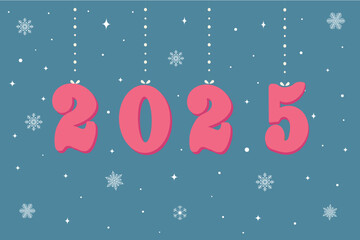 2025. Happy New Year 2025 numbers design. Business diary cover for 2025. silhouette of snowflakes, holiday. Design template for brochure, card, banner, postcard. Vector illustration 
