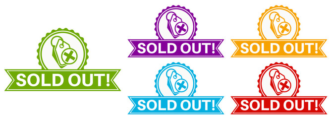 set Icon sold out sign. sold information label template design vector illustration
