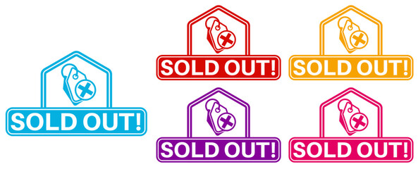 Fototapeta premium set Icon sold out sign. sold information label template design vector illustration