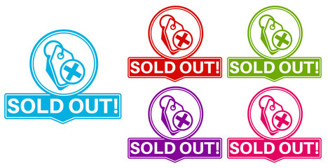 set sold out sign icon. product not available symbol labels sticker template symbol design vector illustration	