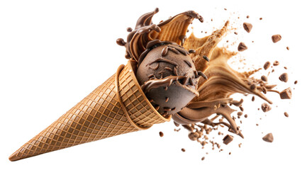 chocolate ice cream with chocolate isolated background.