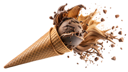 chocolate ice cream with chocolate isolated background.