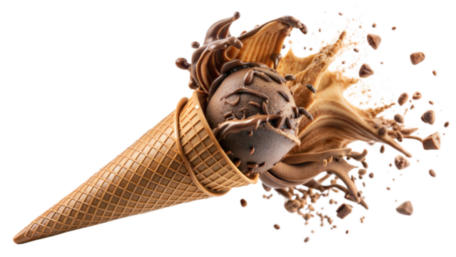 chocolate ice cream with chocolate isolated background.