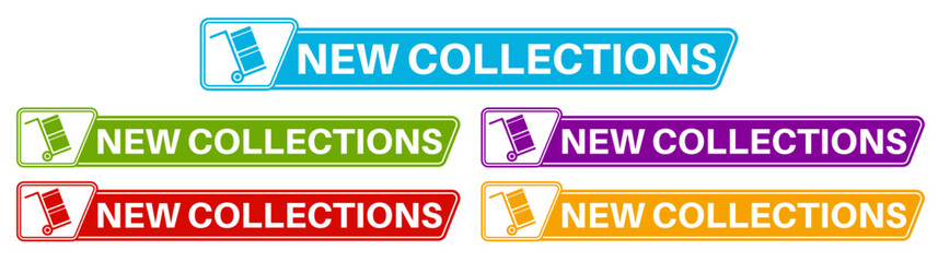 set vector trendy colorful new collections icon. New arrival sign social media template design label vector illustration