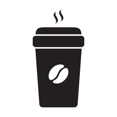 Hot coffee cup icon. Paper coffee cup icon isolated on white background.