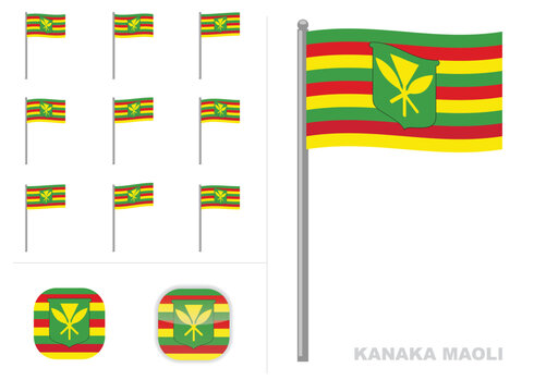 Kanaka Maoli Flag Country Waving Animation App Icon Vector