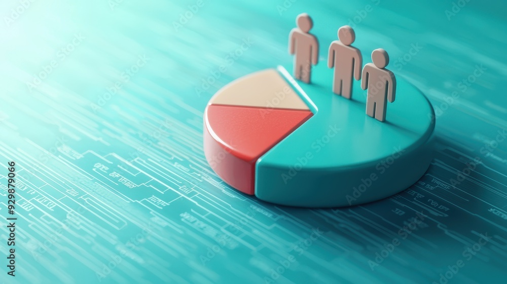 Aufkleber a modern pie chart with figures , data analysis and statistics on a digital background.