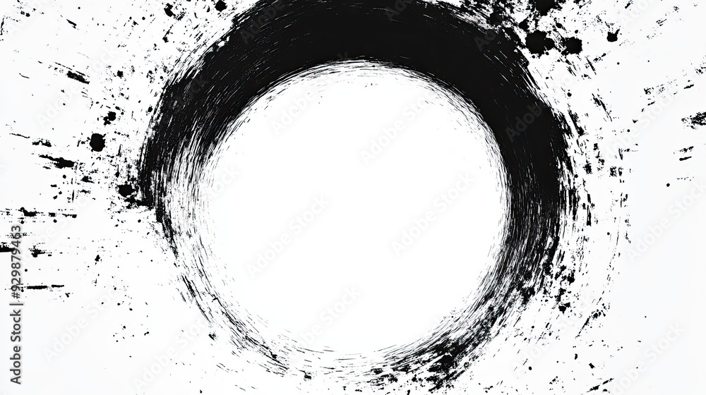 Poster abstract black and white graphic design with ample copy space in the center for text.