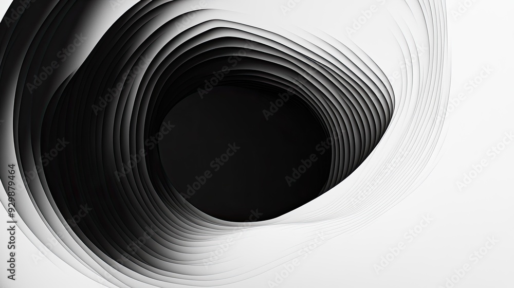 Poster abstract black and white graphic design with ample copy space in the center for text.