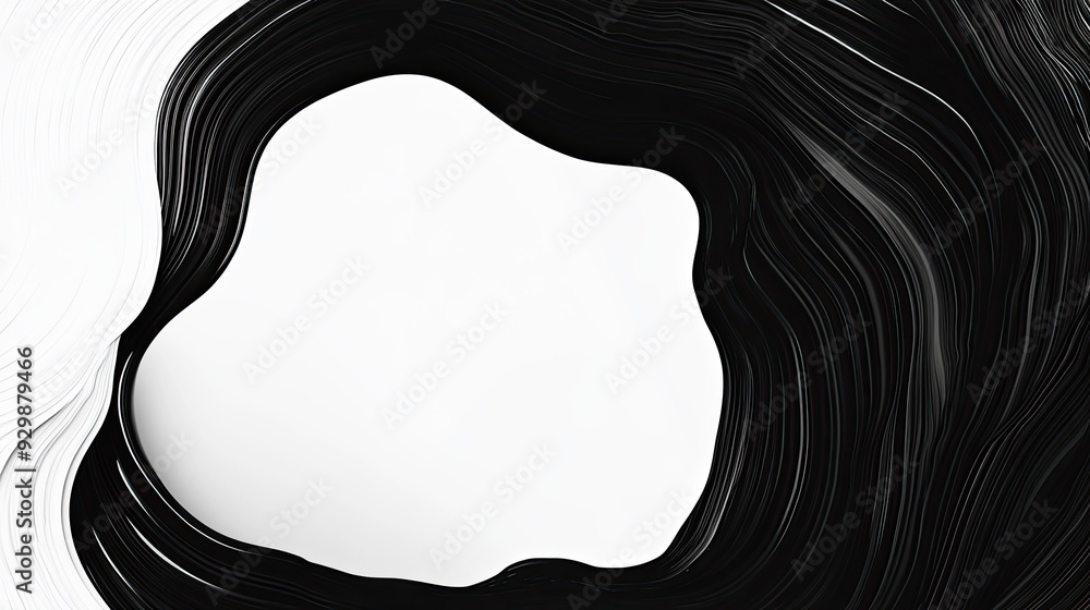 Poster abstract black and white graphic design with ample copy space in the center for text.