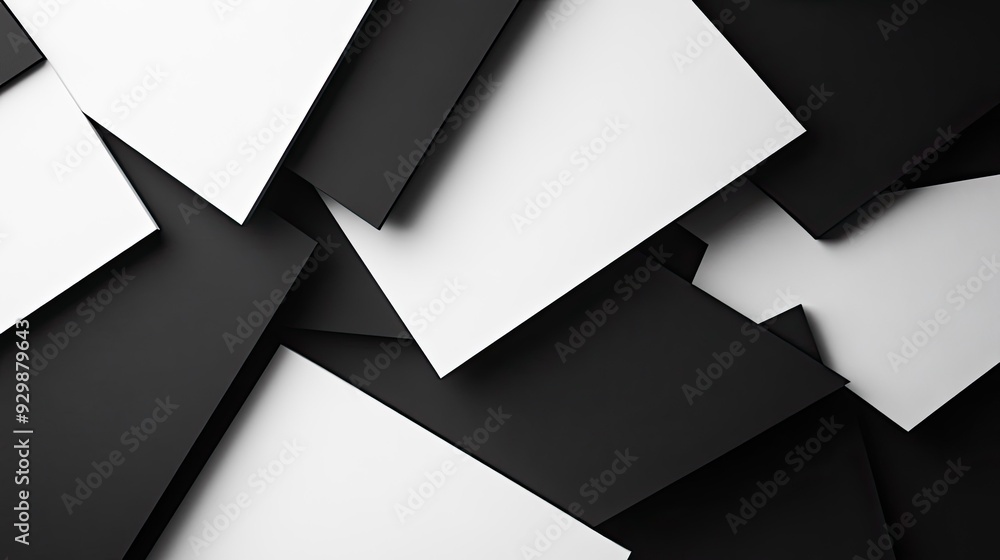 Aufkleber abstract black and white overlapping shapes with ample copy space in the center.