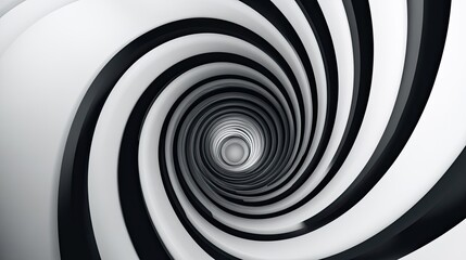 Naklejka premium Abstract black and white spiral design, with ample copy space on the right.