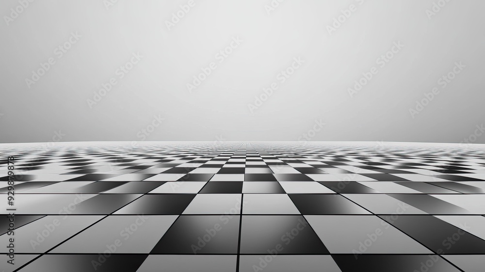 Poster blackm half. and white abstract grid pattern with ample copy space in the bottom half.
