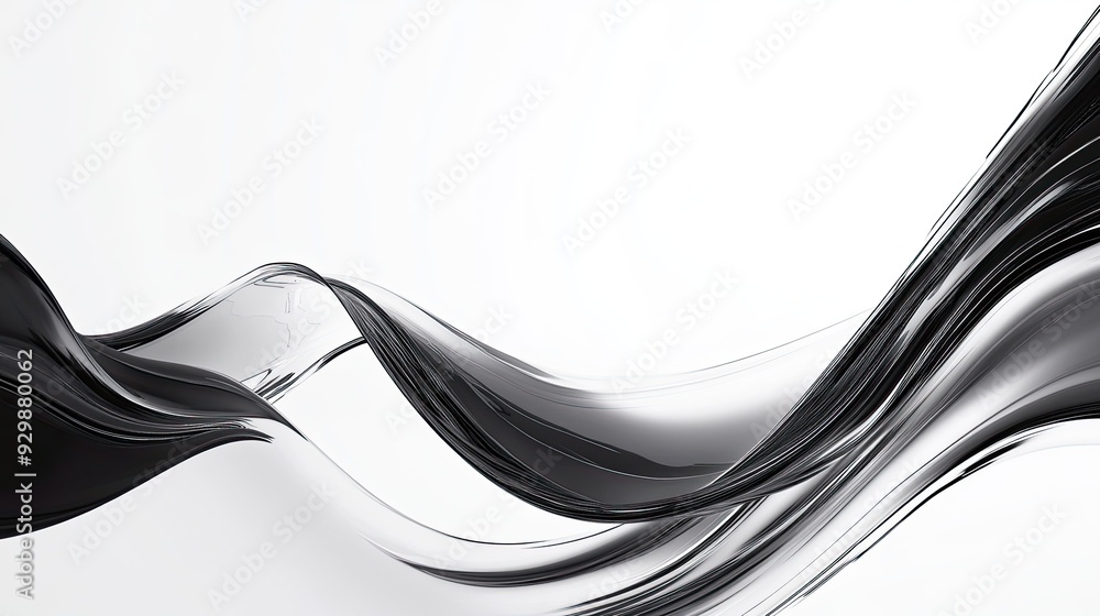 Poster black and white abstract waves with ample copy space in the center for text.
