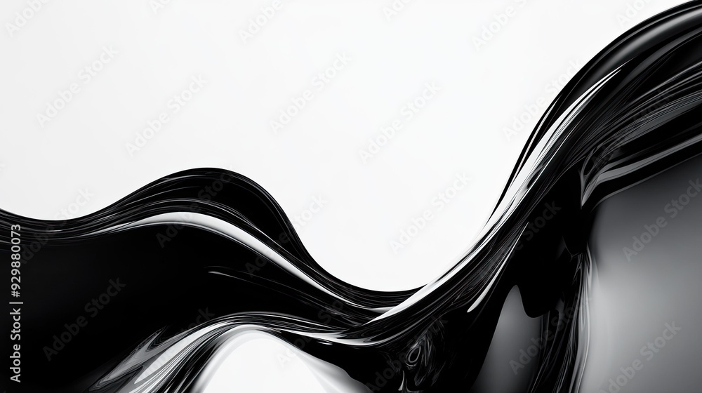 Poster black and white abstract waves with ample copy space in the center for text.