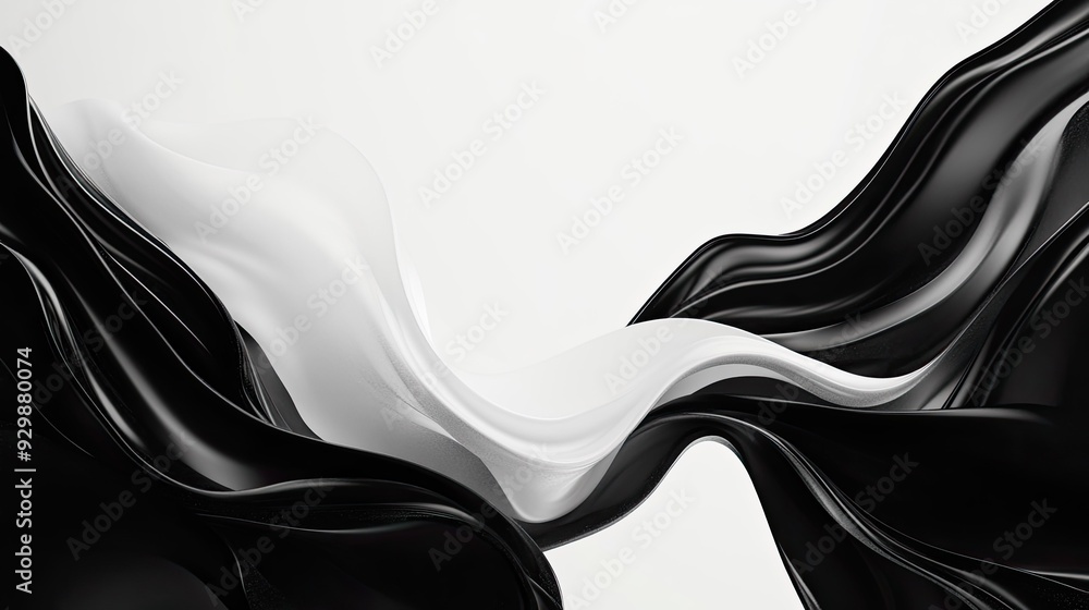 Aufkleber black and white abstract waves with ample copy space in the center for text.