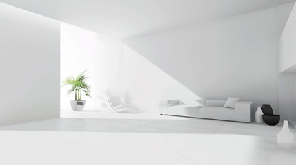 modern home, clean minimalist interior with empty frames on the wall, mockup