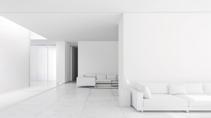 modern home, clean minimalist interior with empty frames on the wall, mockup