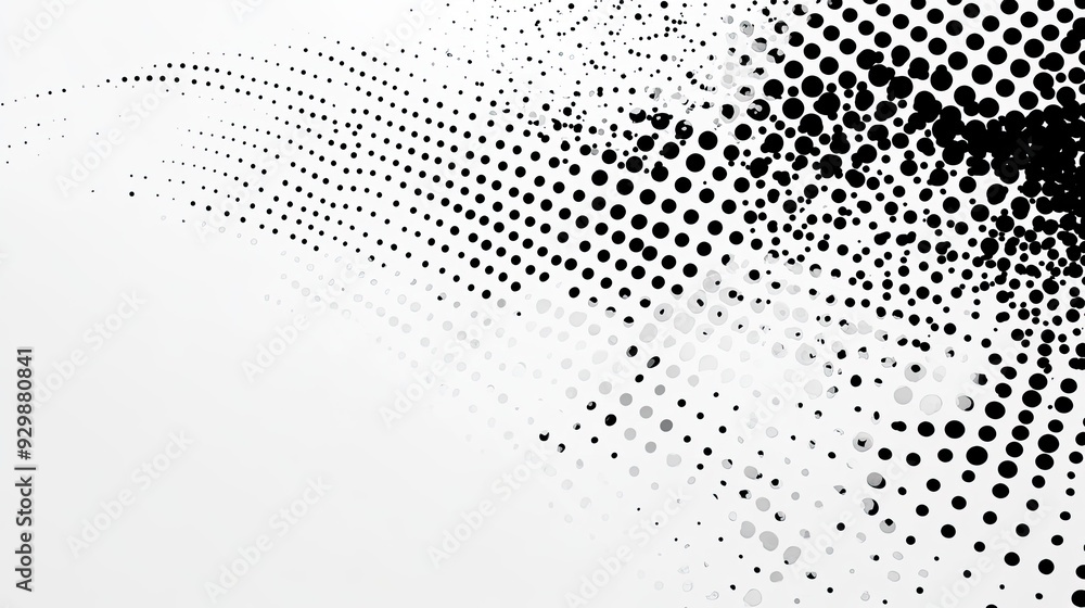 Poster top view of a black and white halftone pattern with plenty of copy space on the left side.