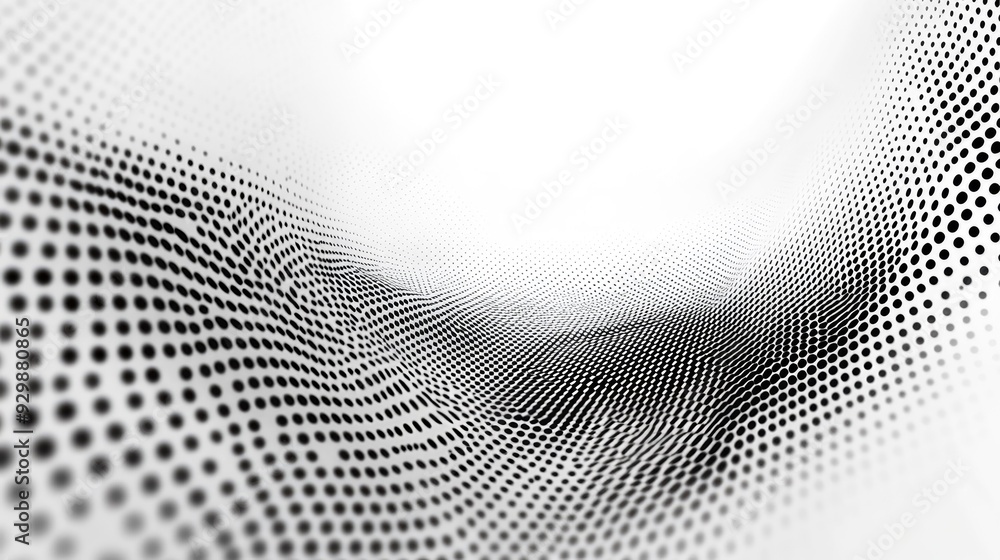 Poster top view of a black and white halftone pattern with plenty of copy space on the left side.
