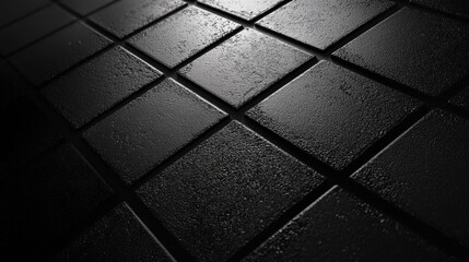 Top view of a black and white grid pattern with ample copy space on the left side.