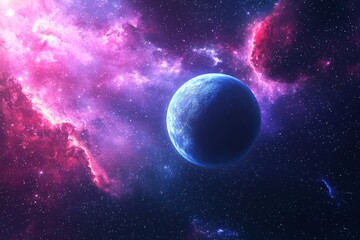 Space cosmic illustration with planets scene created with Generative AI