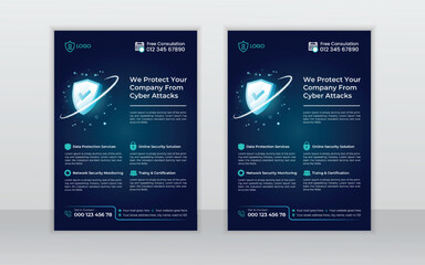 cyber security flyer design layout template,