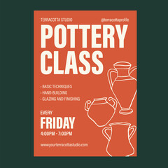 Orange and White Pottery Class Promotion Flyer Design Template