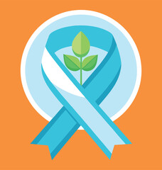 leaf icon charity ribbon Eco friendly logo icon 