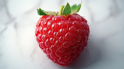 Red raspberry on a white background.