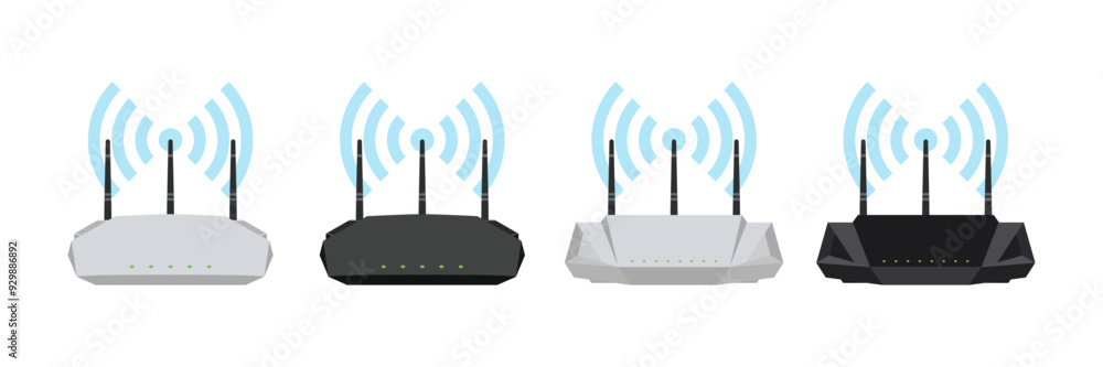 Poster high speed dual band wireless wifi router. black and white modem wi-fi router with 6ghz and 5ghz wif