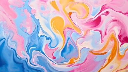 abstract painting with fluid swirling pastel colors