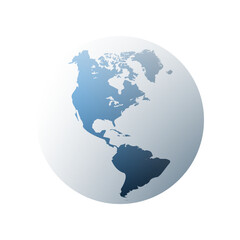Earth Globe Design - Global Business, Technology, Globalization Concept, Vector Template - Isolated In White Background - South and North America, Atlantic, Pacific Side