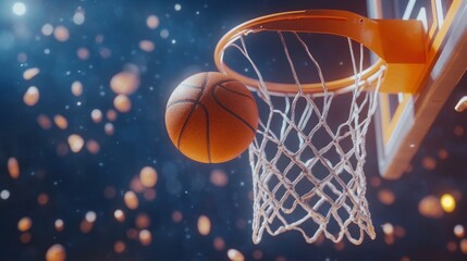 Basketball Going Through Hoop